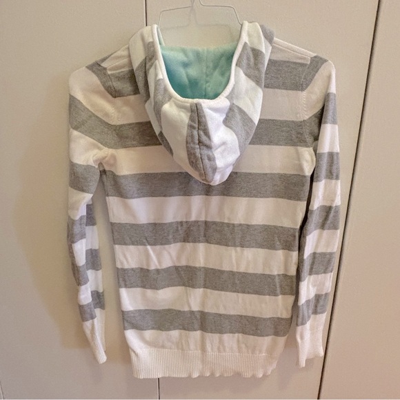 Lacoste Striped Zip Up Cotton Sweater Hoodie - Picture 3 of 8